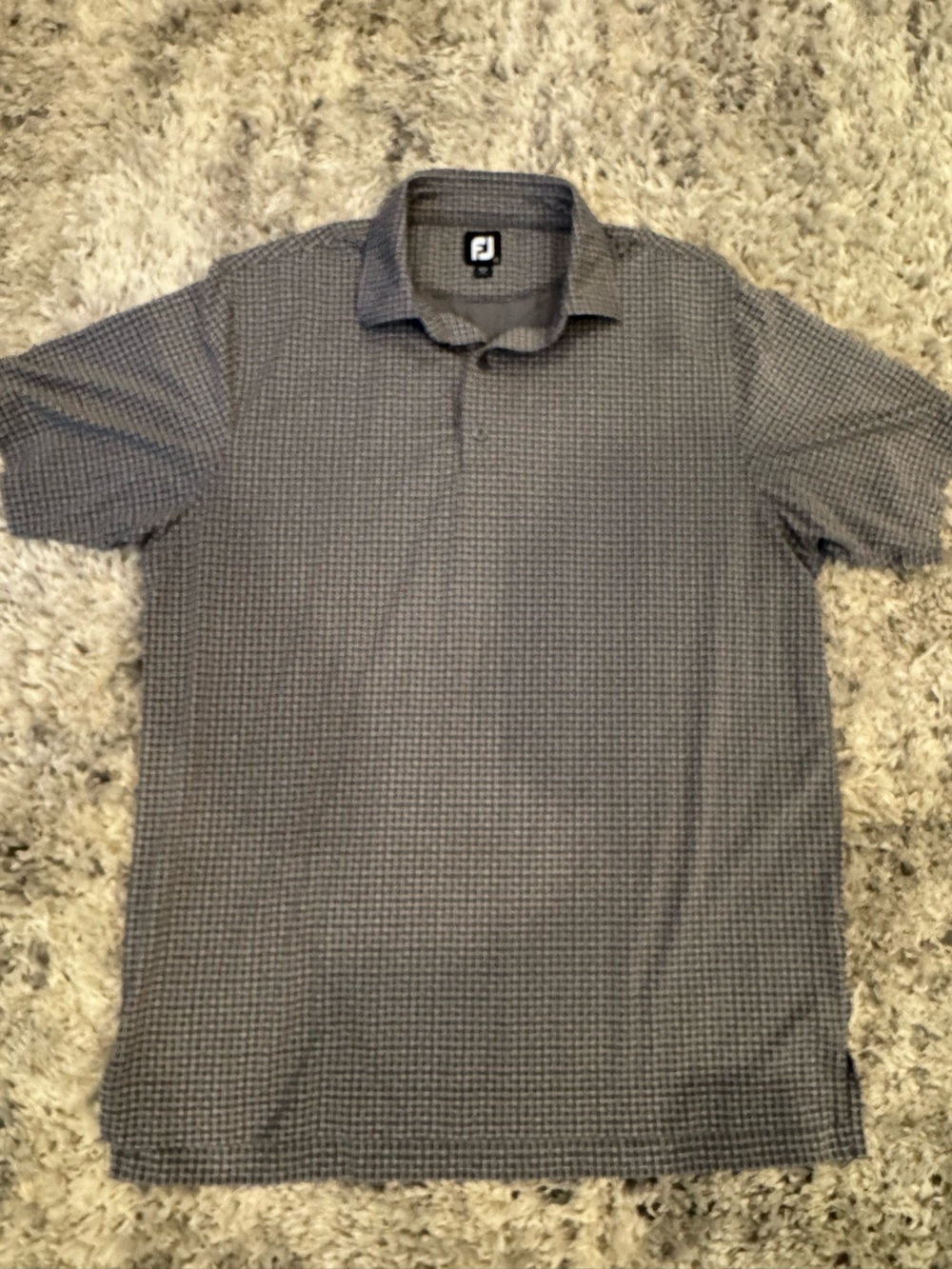 Textured Grey Knit Polo Shirt
